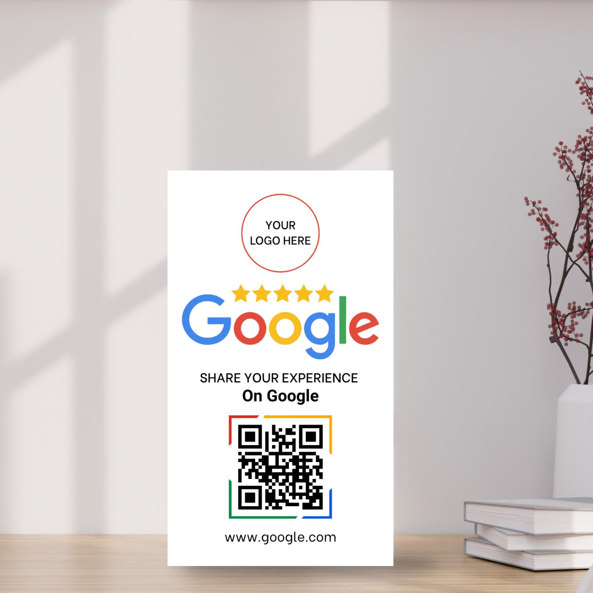 Google Review QR Code Sign Template - Scan to Review Card - Business ...