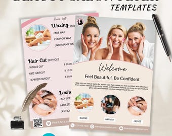 Beauty Salon Flyer Template - Canva Salon Price List (Instant Download)