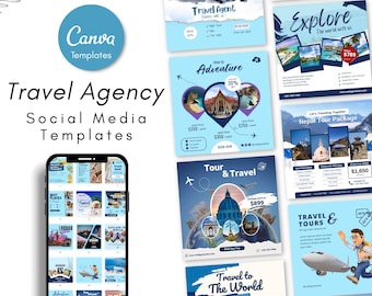 Travel Agency Social Media Templates & Instagram Posts - Travel Agent Marketing Posts Templates - Travel Agency Social Media