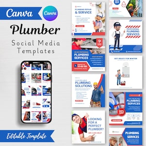 Plumber Social Media Templates: Canva Instagram Posts (Digital Download)