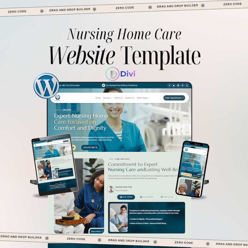 Nursing Home Care Website Template – Caregiver WordPress Divi Theme – Easy To Setup