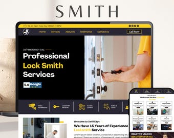 Locksmith Website Template - Modern Canva Design with Easy to Setup & Customize (Digital Download)