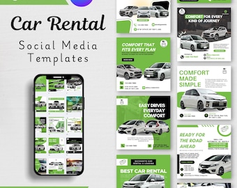 Car Rental Social Media Templates - Editable Canva Designs (Digital Download)