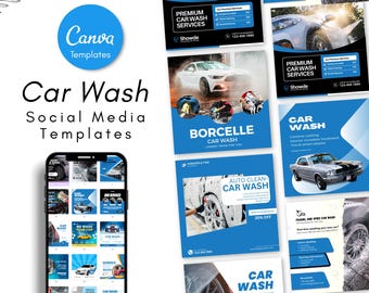 Car Wash Social Media Templates & Instagram Posts - Car Cleaning Marketing Posts Templates - Auto Cleaning Social Media