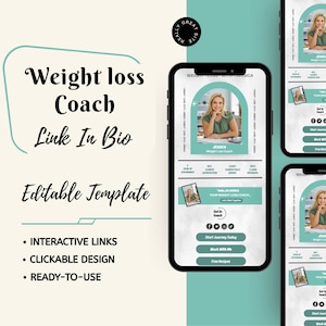 Weight Loss Coach Link in Bio Canva Template: Minimalist Design