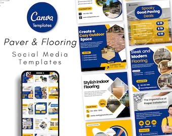 Flooring Social Media Templates & Instagram Posts - Paver Contractor Marketing Posts Templates - Wood Install Social Media