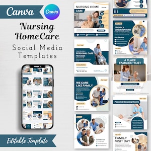 Nursing Home Care Social Media Templates & Instagram Posts - Caregiver Marketing Posts Templates - Home Health Care Social Media