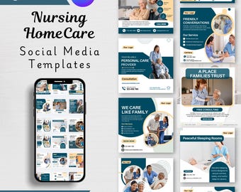 Nursing Home Social Media Templates - Caregiver Canva Posts - Editable Designs (Digital Download)