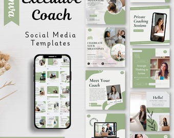 Executive Coach Instagram Templates - Leadership & Motivation Canva Posts - Editable Designs (Digital Download)