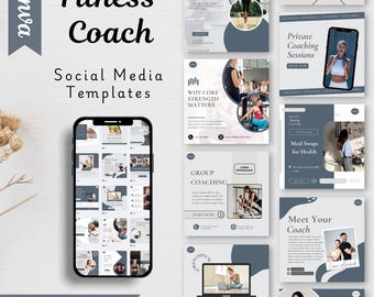 Fitness Coach Instagram Templates - Coaching Canva Posts - Editable Designs (Digital Download)