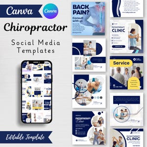 Chiropractor Social Media Templates: Instagram & Facebook Posts (Canva Editable Digital Download)