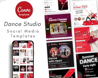 Dance Studio Social Media Templates & Instagram Posts - Ballet Dance Marketing Posts Templates - Dance Academy Social Media
