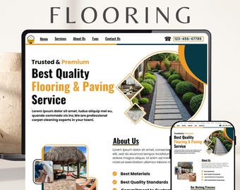 Flooring Website Template - Paver Modern Canva Design with Easy to Setup & Customize (Digital Download)