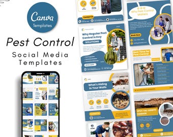 Pest Control Social Media Templates - Exterminator Canva Posts - Editable Designs (Digital Download)