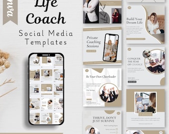 Life Coach Instagram Templates - Coaching Canva Posts - Editable Designs (Digital Download)
