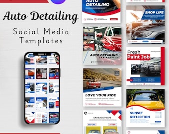 Auto Detailing Social Media Templates & Instagram Posts - Automotive Marketing Posts Templates - Auto Detailer Social Media