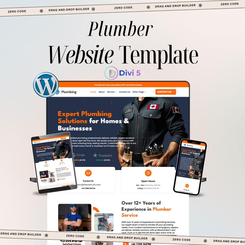 Plumber Website Template – Plumbing WordPress Divi Theme – Easy To Setup