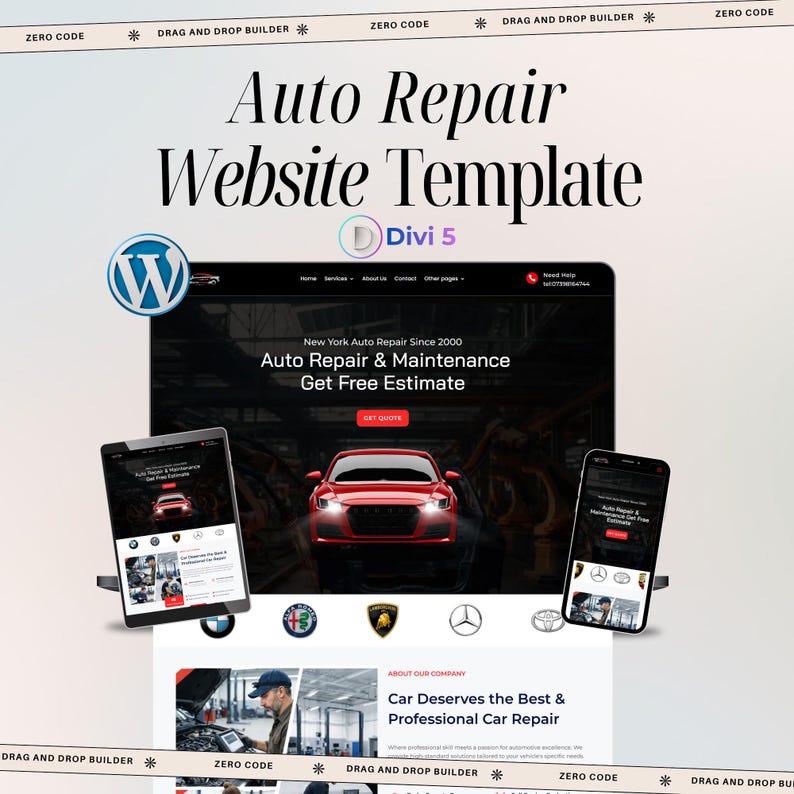 Auto Repair Website Template on Divi | Car Detailer Website | Automotive Theme | Mechanic Website Theme