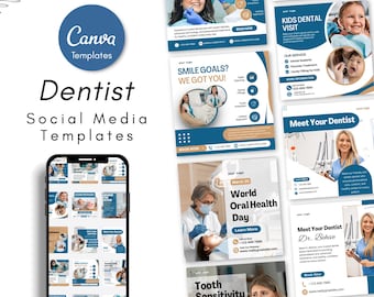 Dentist Clinic Social Media Templates & Instagram Posts - Dental Marketing Posts Templates - Dental clinic Social Media
