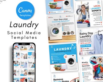 Laundry Social Media Templates & Instagram Posts - Laundromat Marketing Posts Templates - Dry Fluff and Fold Social Media