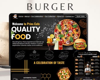 Fast Food Canva Website Template - Pizza & Burger Landing Page (Digital Download)
