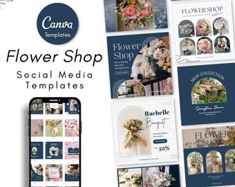 Flower Shop Social Media Templates & Instagram Posts - Bouquets Marketing Posts Templates - Flower Shop Social Media