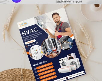 Modèle de flyer CVC - Réparation de climatisation, entreprise de climatisation (Canva, A4 et lettre US)