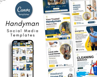Handyman Social Media Templates - Contractor Canva Posts - Editable Designs (Digital Download)