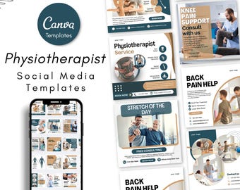 Physiotherapists Social Media Templates & Instagram Posts - Physical Therapy Marketing Posts Templates - Physio Social Media