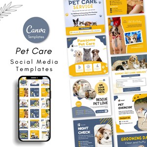 Plantillas para redes sociales y publicaciones de Instagram para el cuidado de mascotas - Plantillas de marketing para cuidadores de mascotas - Redes sociales para guarderías caninas