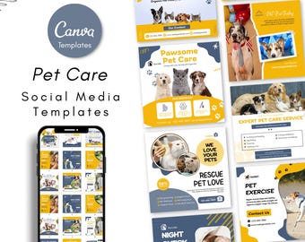 Pet Care Social Media Templates & Instagram Posts - Pet Sitter Marketing Posts Templates - Dog Daycare Social Media