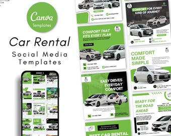 Auto Car Rental Social Media Templates & Instagram Posts - Car Leasing Marketing Posts Templates - Car Hire Social Media Posts