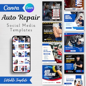Auto Repair Social Media Template & Instagram Posts | Automotive Marketing Posts Templates | Auto Repair Canva Posts | Mechanic Social Media