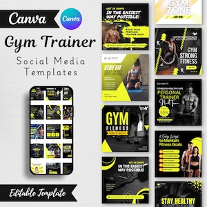 Fitnessstudio Social-Media-Vorlagen & Instagram-Posts | Personal Trainer Beiträge | Fitness Coach Beiträge | Personal Trainer Social Media | Gym Trainer