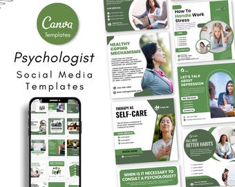 Psychologist Therapist Social Media Templates & Instagram Posts - Mental Health Marketing Posts Templates - Trauma Therapy Social Media