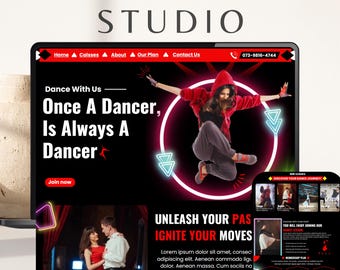 Dance Studio Website Template - Modern Canva Design (Digital Download