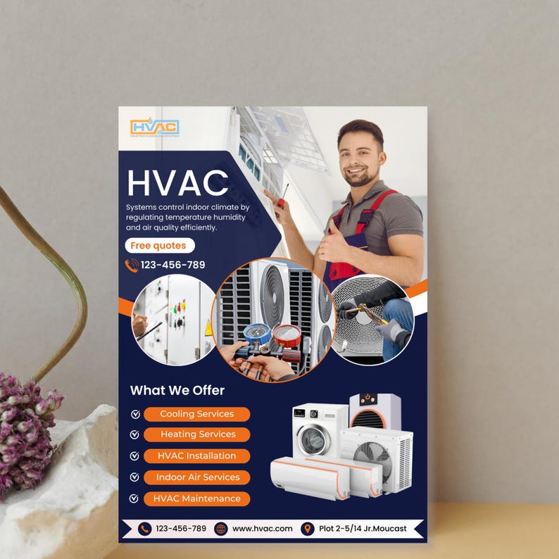 HVAC Flyer Template - AC Repair, Air Conditioning Business (canva, A4 ...
