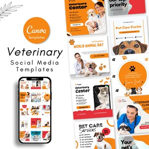 Veterinary Clinic Social Media Templates & Instagram Posts - Veterinary Marketing Posts Templates - Pet Care Social Media