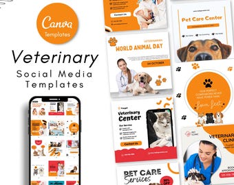 Veterinary Clinic Social Media Templates & Instagram Posts - Veterinary Marketing Posts Templates - Pet Care Social Media