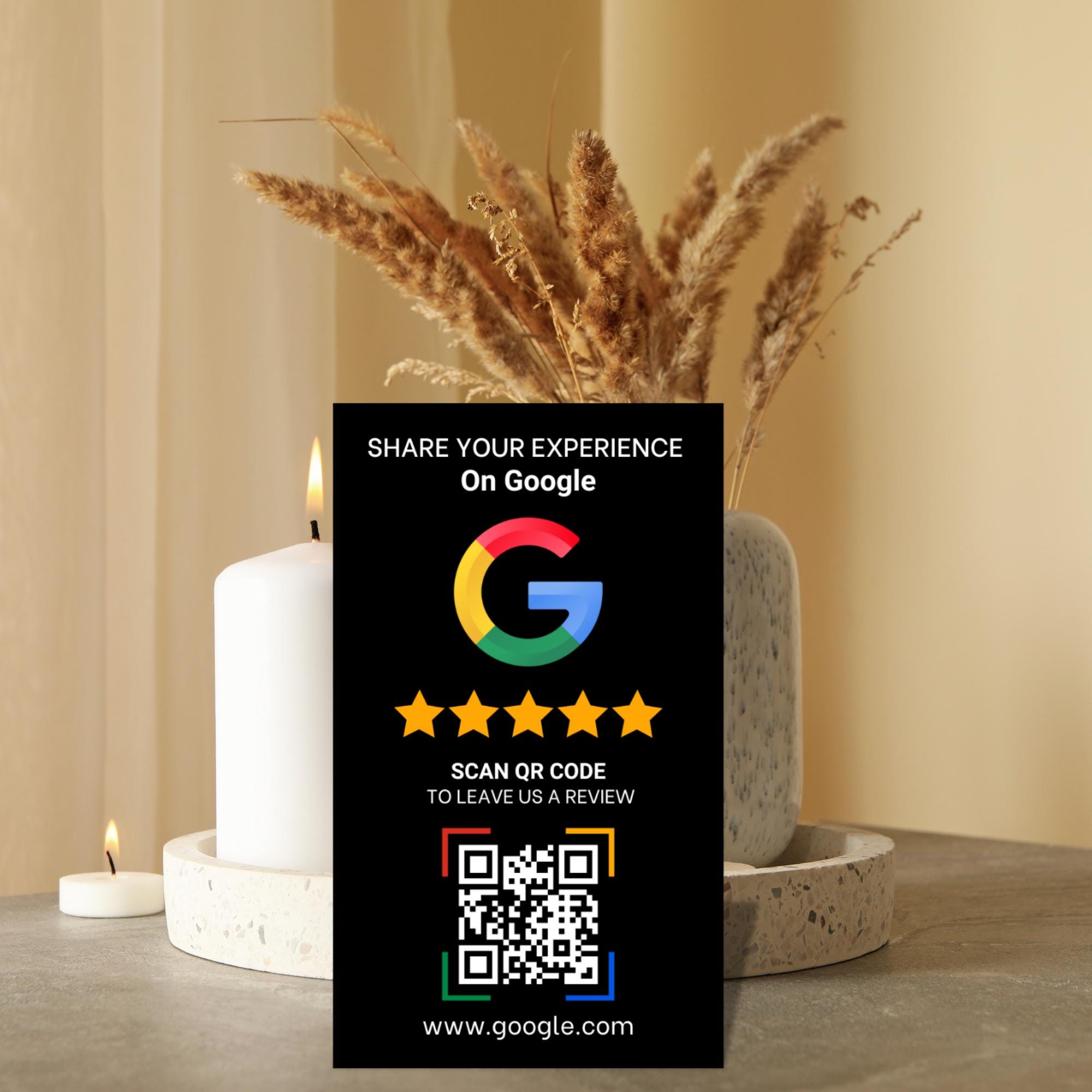 Google Review QR Code Sign Template - Scan to Review Card - Business ...