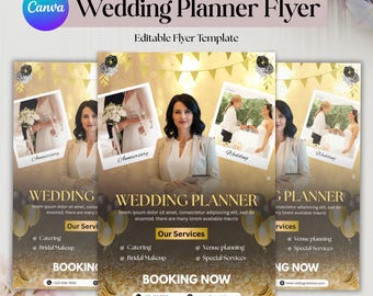 Wedding Planner Flyer Template - Canva Event Services Design (Instant Download)