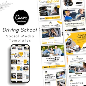 Driving School Social Media Templates & Instagram Posts - Driving Academy Marketing Posts Templates - Driving Instructor Social Media
