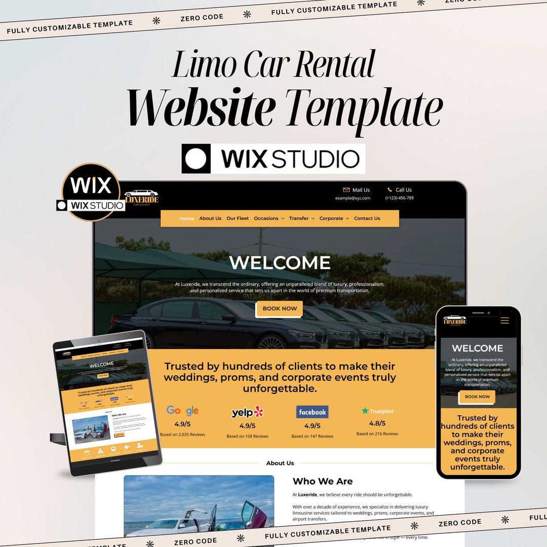 Limousine Car Rental Wix Studio Website Template – Luxury Limo Services ...