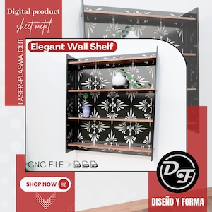Elegant Wall Shelf | Decorative Cut | Floating Wall Rack for Plasma & Laser Cutting | DXF SVG PDF Download