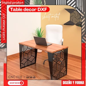 Tafeldecor DXF | Geometrische moderne metalen bureaupoten voor CNC-plasma lasergesneden | Digitale download voor meubelontwerp van plaatstaal