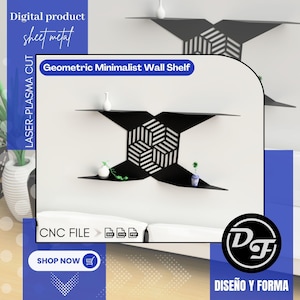 Geometric Minimalist Wall Shelf | Laser Cut & Plasma Cut Metal Wall Art | Modern Sheet Metal Design Files for CNC