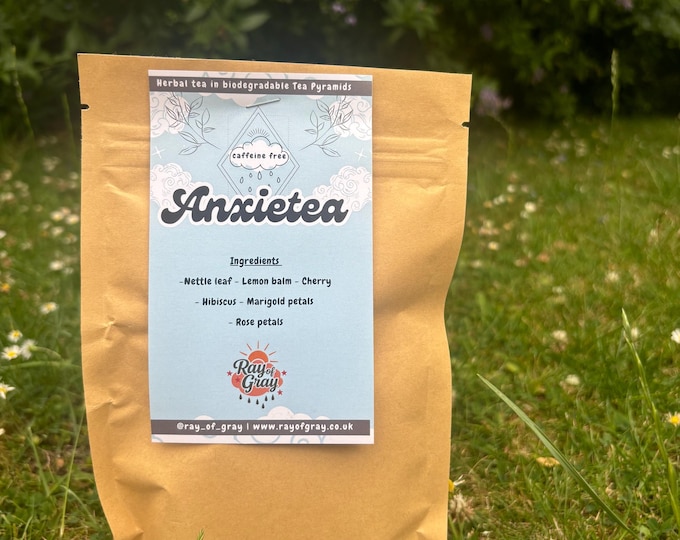 Anxietea herbal tea in biodegradable tea pyramids