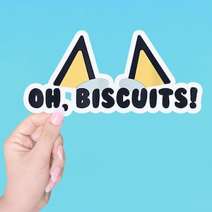 Bluey Oh Biscuits, dibujos animados de mamá y papá, calcomanías para el día del padre y la madre, calcomanías de vinilo, calcomanías familiares, calcomanías para computadora portátil, calcomanías para botellas de agua