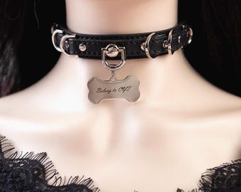 手作りのダブルレイヤーDリングタグカラー（男女兼用） - カスタム彫刻入りK9ネックリング - デイカラーチョーカー