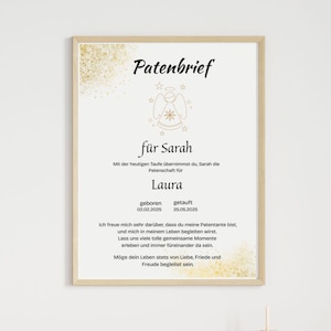 Carta de padrino para ahijado/a | Regalo de bautizo para niña y niño | personalizado | bautizo | regalo de bautizo | regalo de bautizo personalizado | regalo para bebe |
